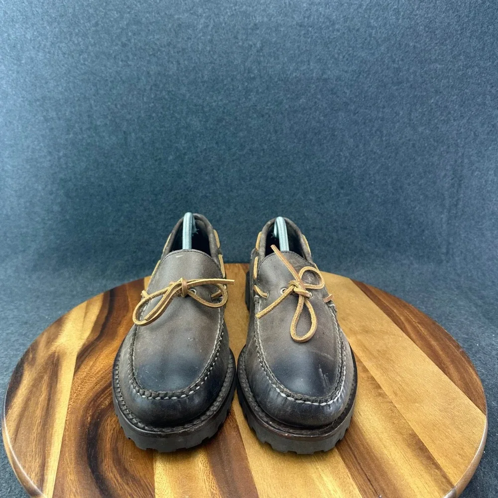 LL BEAN Allagash Handsewn Shoes Slip On Mocs Lugged Lightweight Sole Men's 10D